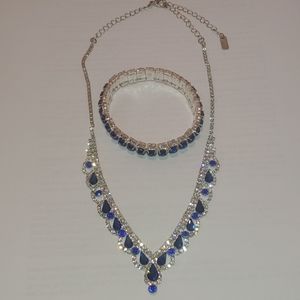 Jeweled Neckalace, Bracelet, & Earring Set